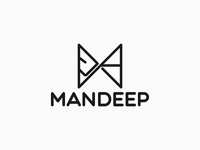 MANDEEP black deep design graphic design logo logo mark man minimal name logo personal brand personal name simple