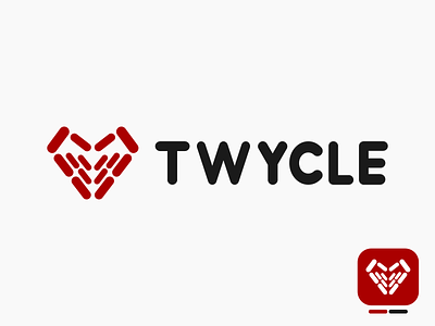 TWYCLE LOGO IDENTITY + MARK V2 black heart lines logo logodesign minimal minimalist logo red simple white
