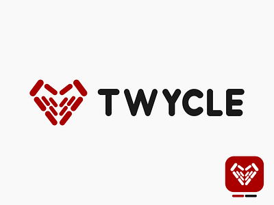 TWYCLE LOGO IDENTITY + MARK V2 black brand branding design graphic design heart illustration lines logo logo design logodesign minimal minimalist logo red simple typography ui ux vector white