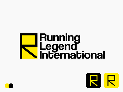 RUNNING LEGEND INTERNATIONAL black brand branding design graphic design illustration logo logo design logo mark logodesign minimal radio radio shows red shows simple typography vector white yellow