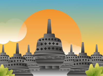 Borobudur clean design exploration icon illustration landmark ui user experience user interface vector