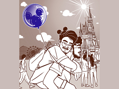 Disneyland art couple design digital art disney disneyland disneyworld gay illustration lgbt procreate