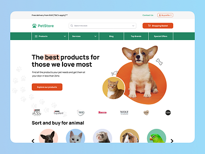 Pet Store design ui ux web design