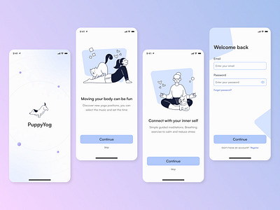 PuppyYog 🐶 app design ui ux yoga