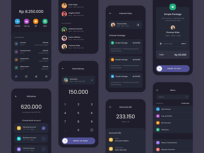 Exploration Digital Wallet App Dark Mode shot adobexd app branding dark mode design digital digital art exploration flat icon illustration inspiration ios ui ux