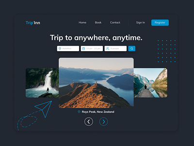 Trip'Inn 🏖️ - Travel Website app blue design graphic design illustration landing page travel ui ux vector web website