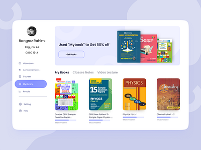 E-learning Dashboard app book class design e learning homepage mobile ui school ui ux ui design ui web design ux