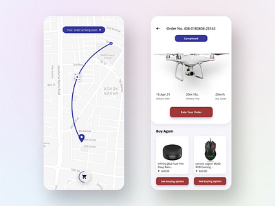 Drone Delivery app android app delivey design drone drone delivery app food homepage illustration iso mobile ui mobilr order parcel delivery tracking ui ui ux ui design ui web design