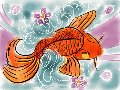 Koi Fish 53 fiftythree fish japanese koi miraj paint painting tattoo water water paint
