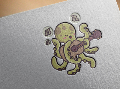 Cute octopus playing guitar animal vector branding cute animal cute character cute design cute octopus design graphic design illustration logo