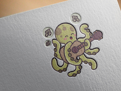 Cute octopus playing guitar