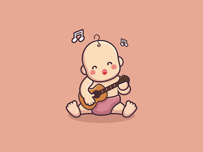 Cute baby vector playing guitar animal vector baby character baby icon baby logo baby shop baby vector branding character cute baby cute design design graphic design icon illustration logo people