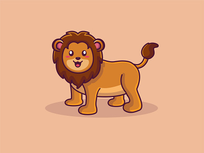 Cute lion mascot cartoon illustration animal wildlife icon lion