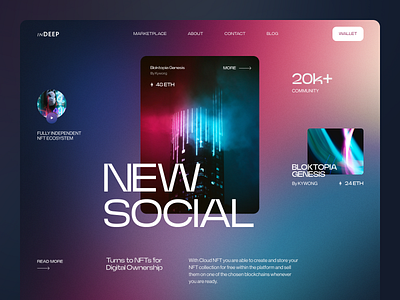 Blockchain Social Website design ui web