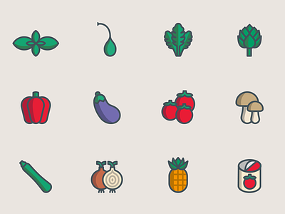 Domino’s - Illustrations color emoji food icons illustrations ingredients pizza pop style tomato