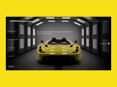 Dallara Stradale - Homepage automotive blue car creative customize dallara design desktop fullscreen homepage instrument intro layout photo photography ui ux web website yellow