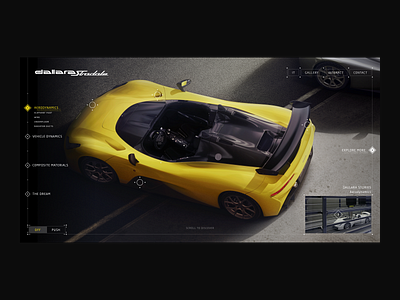 Dallara Stradale - Aerodynamics automotive black car creative customize dallara design desktop fullscreen homepage instrument intro layout photo photography ui ux web website yellow