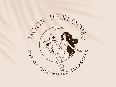 Moon Heirlooms Logo design girl logo graphic design illustration logo moon logo mystical logo