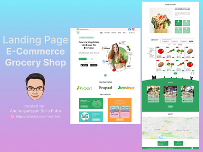 Landing Page E-Commerce Grocery Shop design illustration typography ui ux