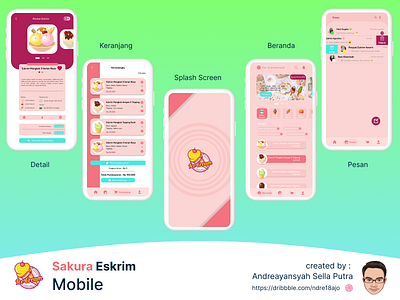 Sakura Eskrim Mobile app branding design graphic design illustration typography ui ux vector
