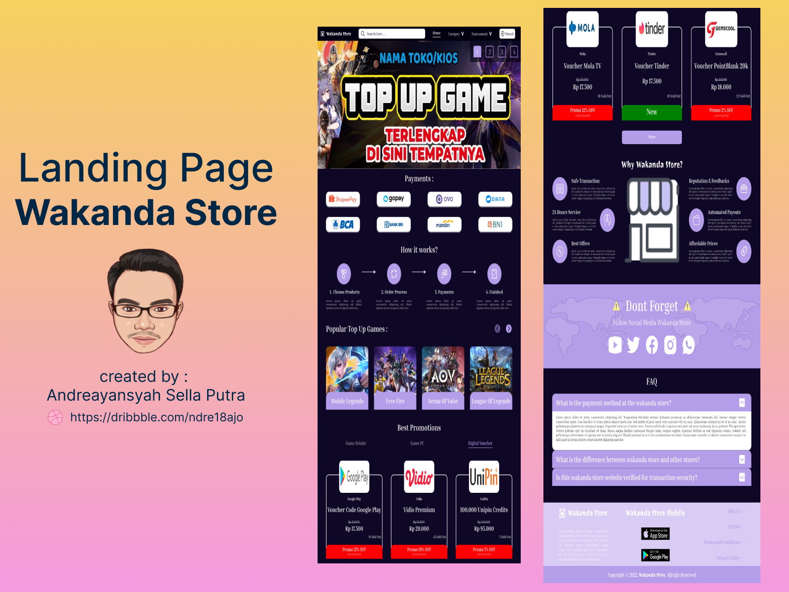 Landing Page Wakanda Store (Top Up Games, etc) by Andreayansyah on Dribbble
