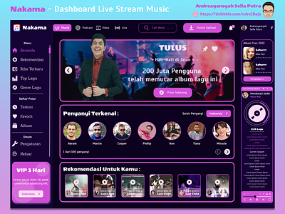 Dashboard Live Stream Music branding design typography ui ux