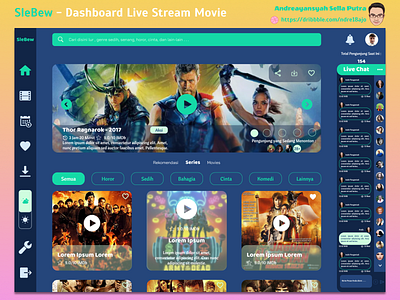 Slebew - Dashboard Live Stream Movie branding design graphic design typography ui ux