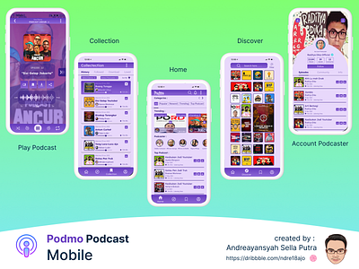 Podmo (Podcast Mobile) app branding design graphic design typography ui ux