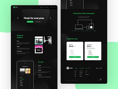 Study | UI Design | LP | Spotify Clone | Dark Mode casestudy darkmode landingpage spotify uidesign