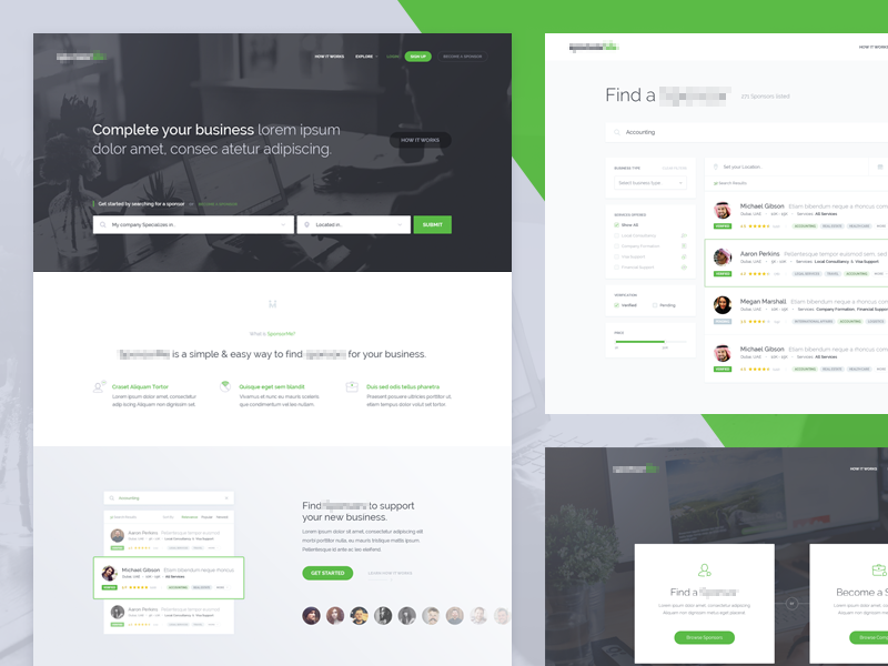 Company Services WIP pepperweb services company business ui lite dark search results landing homepage