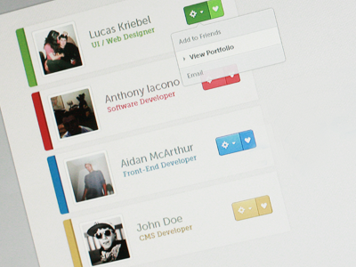 User List clean colors light profiles ui webdesign