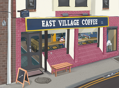 East Village Coffee design illustration poster sketchbook pro