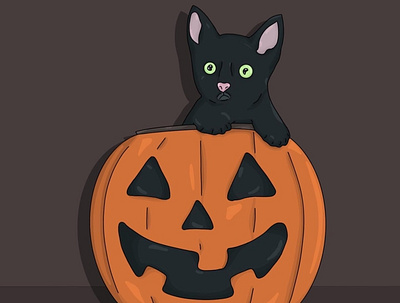 Spooky Season black cat design digital art drawing graphic design halloween illustration illustrator pumpkin