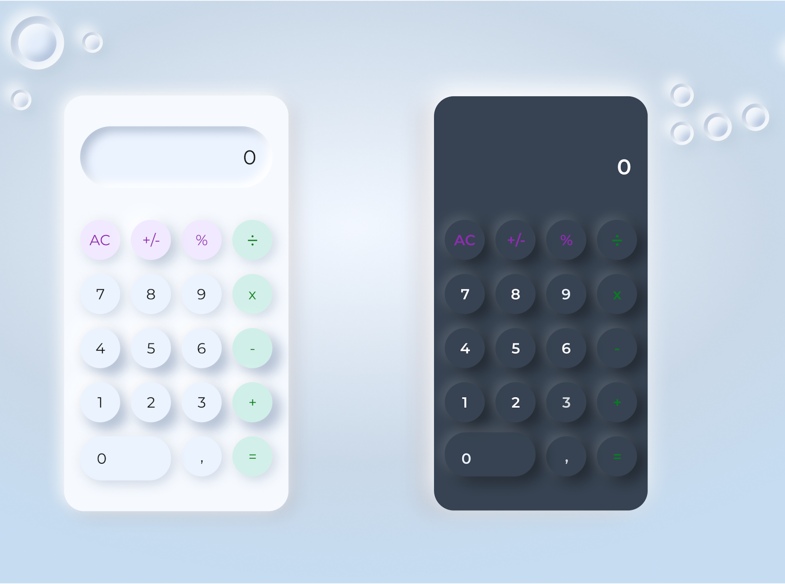 Daily UI 004 - Neumorphism calculator design by Karolina Kopacz on Dribbble