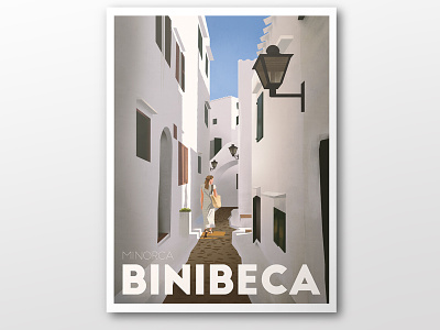 Binibeca binibeca digital painting holidays illustration minorca spain street travel