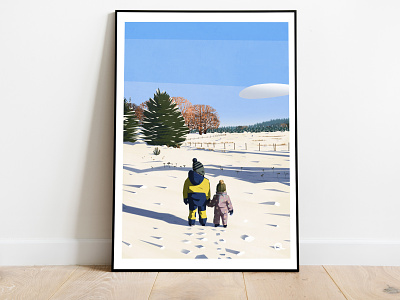 Brothers in the snow brothers digitalpainting illustration poster art posters snow winter