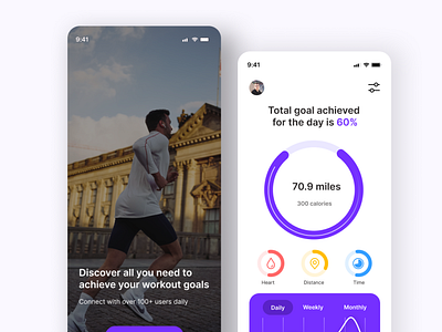 Workout App onboarding screen UI design