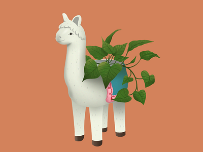 Pothos Alpaca Planter digital art house plant illustration plant planter