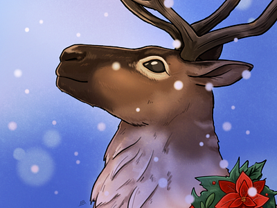 Holiday Reindeer digital art illustration reindeer