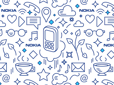Nokia Press wall 3310 illustration illustrator nokia outlines pattern seamless