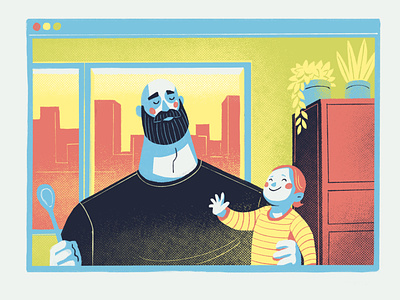 Home office Part I baby facetime home office illustration