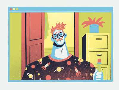 Home office Part II facetime home home office illustration pyjamas