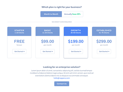 Pricing Page landing page pricing