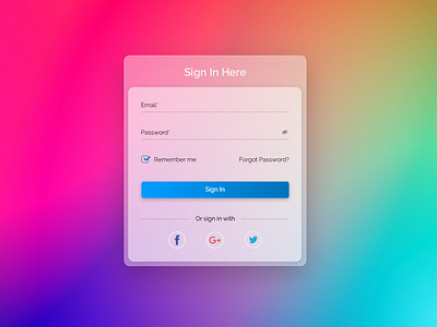 Glassmorphism Design - Sign In Form glass glassmorphic glassmorphism sign in form ui ui design