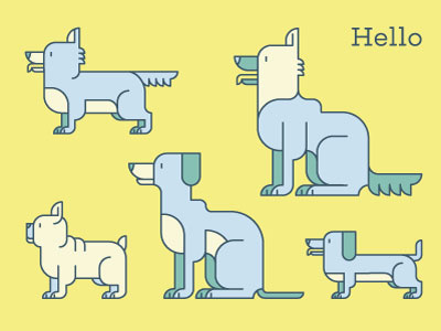 Doggie doodles corgi dachshund dog frenchie illustration