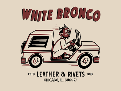 White Bronco Devil branding design illustration typography