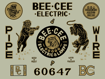 BEE CEE Electric branding design illustration typography