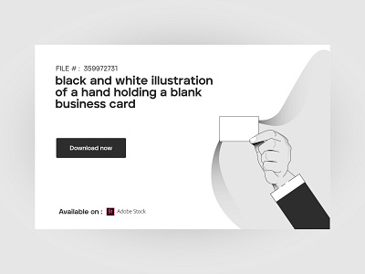 black and white illustration of a hand holding a blank business