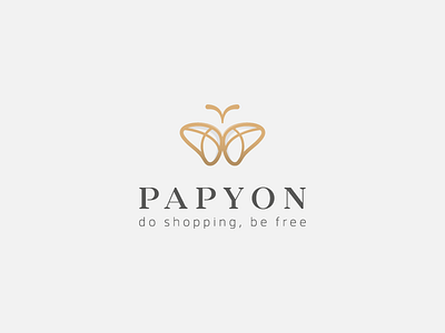 Papyon Brand brand buttefly commercial center gold insect logo modern papillon sleek stylish