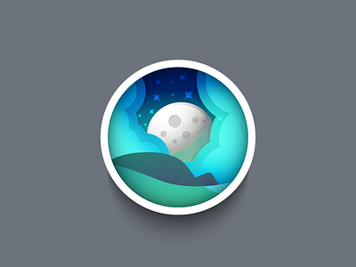 Moon Badge badge design illustration landscape moon space star vector